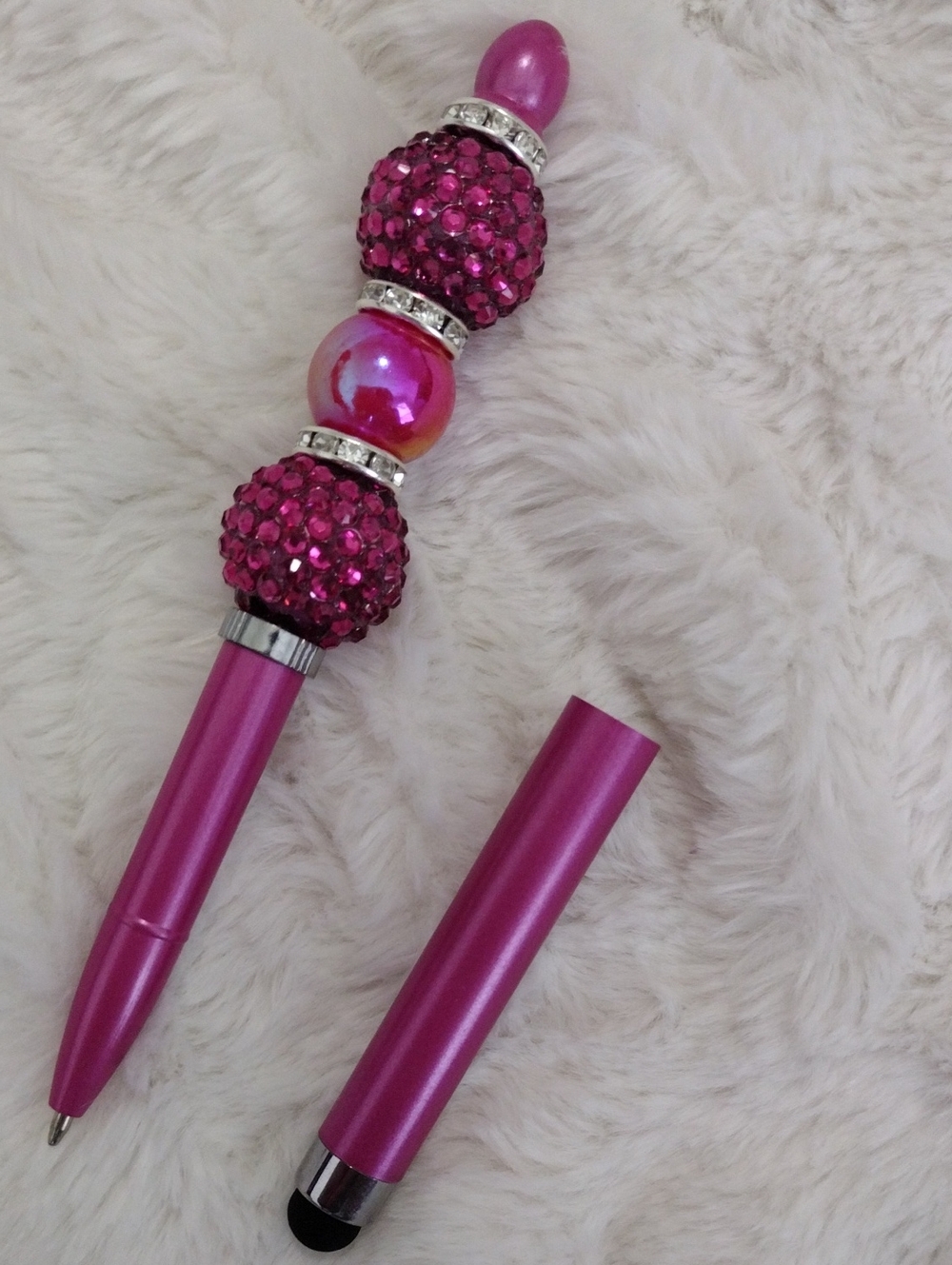 Stylish Pink Crystal Touchscreen Pen - Fashion Home Office Accessory - Picture 2 of 2